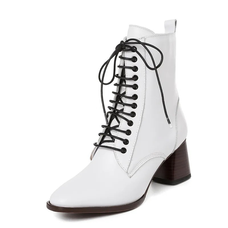 Женские ботинки FEDONAS теплые из натуральной кожи на высоком каблуке для верховой