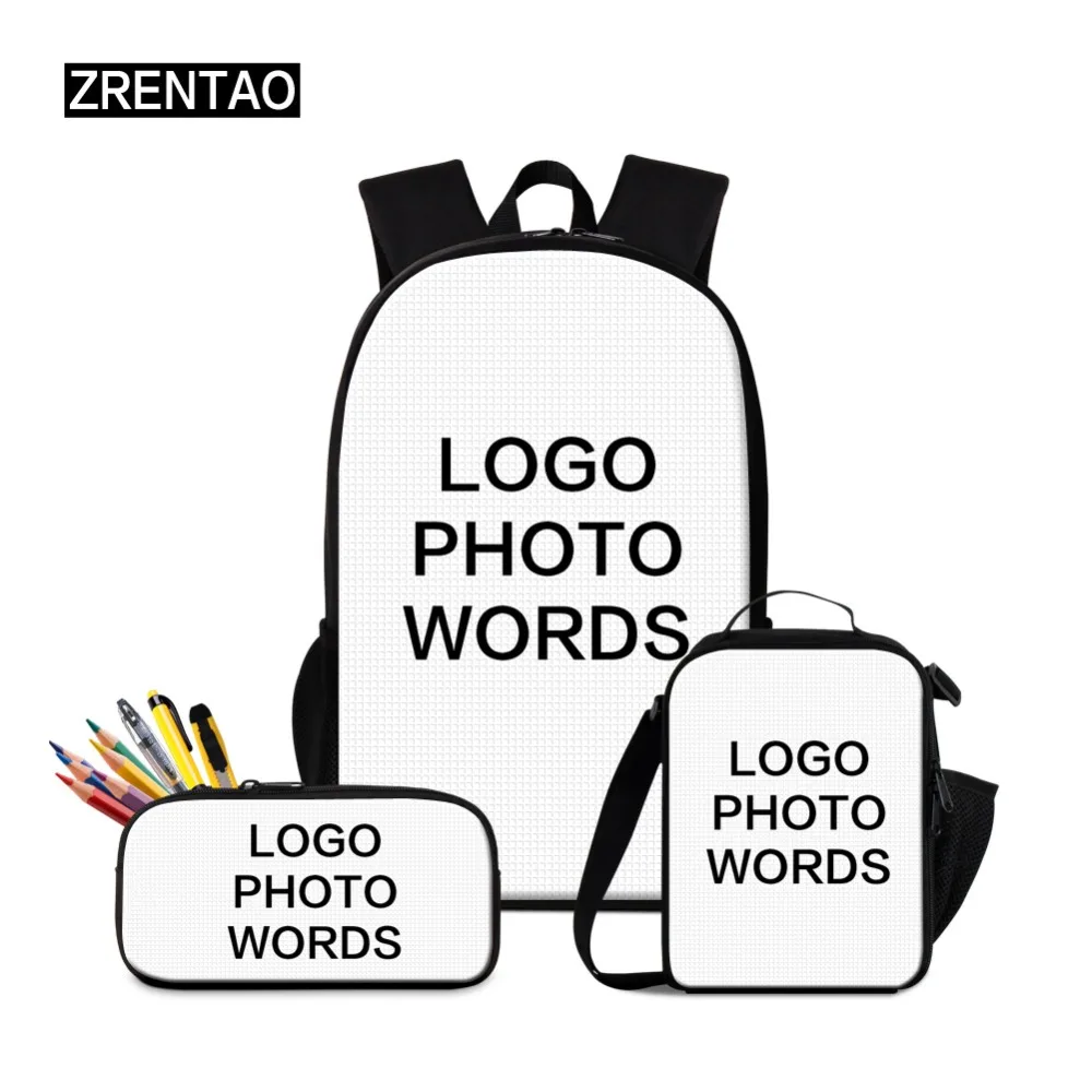 zrentao new fashion mochila girls cartoon flamingo print backpack lunch coolerpencil bags 3pcsset polyester children backpack free global shipping