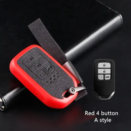 4 button A Red ТПУ флиппе для Honda CRV HRV Accord Civic Odyssey Vezel Inspire Fit Jazz JADE Pilot флип чехол для ключей - Название цвета: 4 button A Red