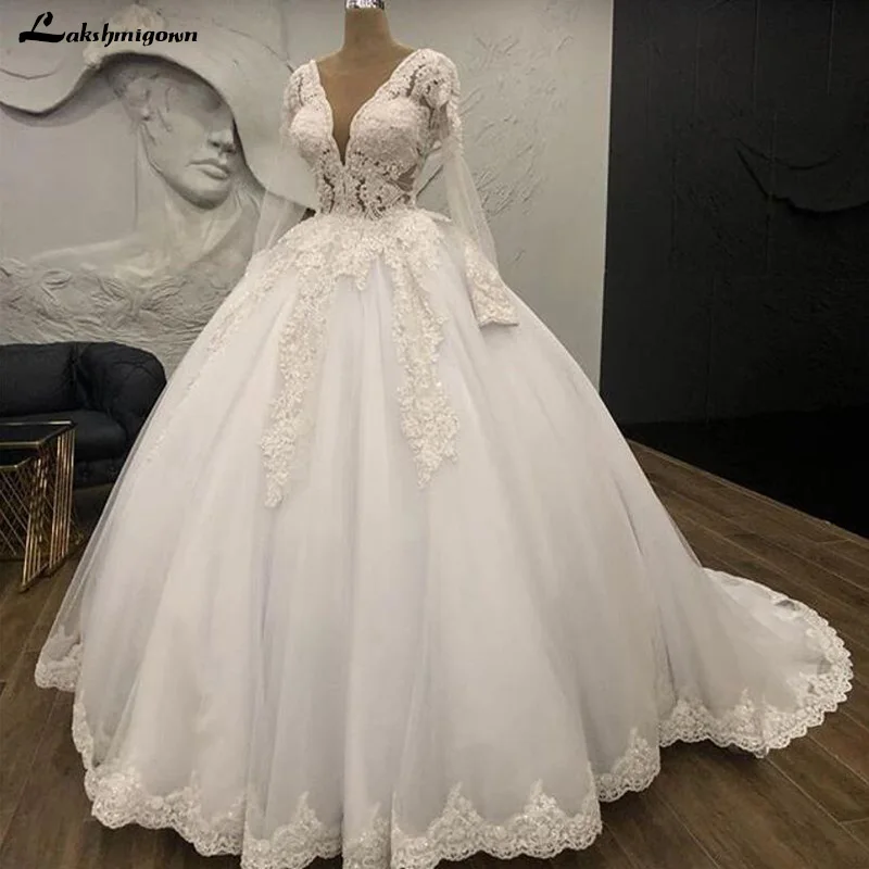 Бальное платье с длинным рукавом свадебные платья кружевная Цветочная