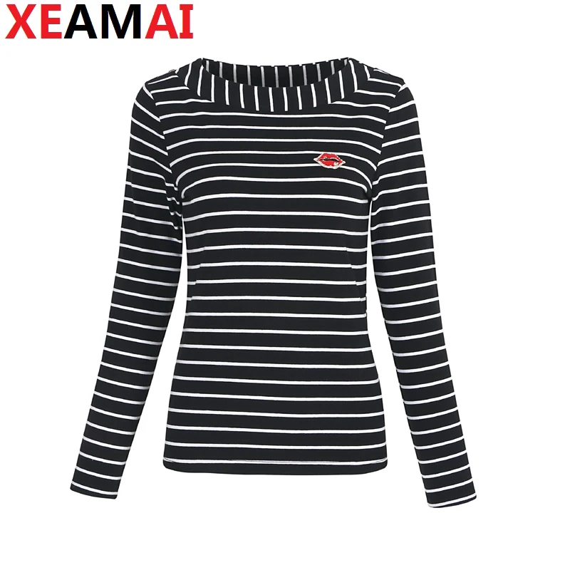 Блузка Для женщин Рубашки для мальчиков рот украшения с длинным рукавом