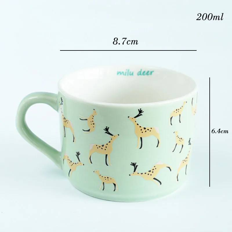 Милые животные стиль керамическая утренняя кружка креативная ручка милые кружки