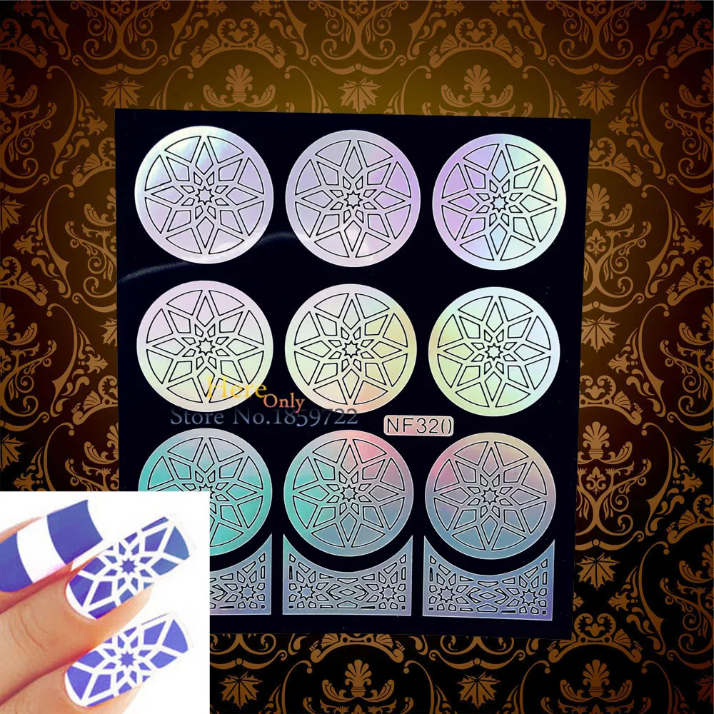 1 шт. DIY сетчатый цветок полый узор блестящий дизайн ногтей картина наклейка HJV210