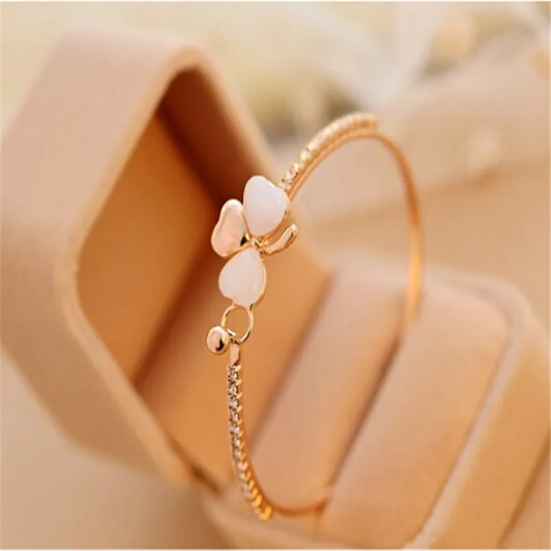 1 pc High Quality Elegant Clover Bracelets for Women Rose Gold Color Brass Chain Bangles Fashion Jewelry Valentine's day Gift |