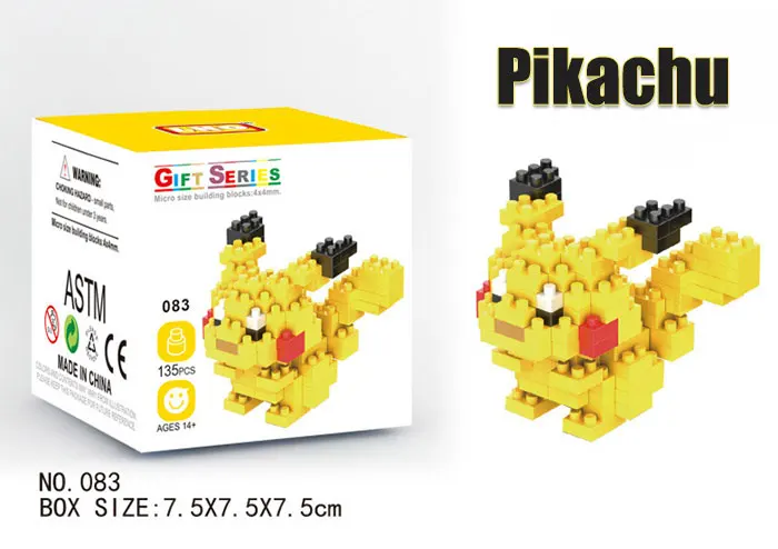 Pikachu Карманы Монстры блок Poke Mon строительный стек мальчик фигурка кирпичная игрушка Minecrafted малыш ребенок пикачус чармандерс Psyducks Cubones - Цвет: Pikachu