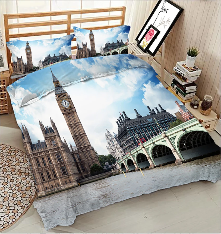 Комплект постельного белья с 3D рисунком двуспальная и простыня стильный