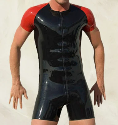 Латекс/резина/фетиш/костюм/маскарад/сексуальный/partyBlack Red Короткие рукава Men s