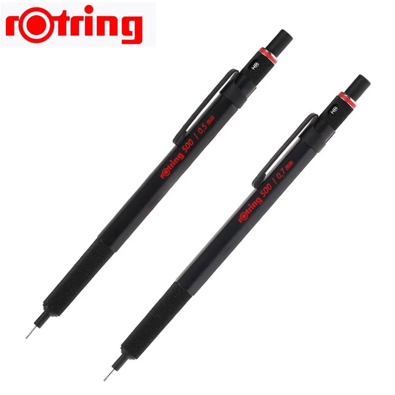 Механический карандаш Rotring 500 0,5 мм/0,7 мм, черный высококачественный пластиковый держатель для ручек, металлическая ручка с накаткой, автоматическая ручка для карандашей