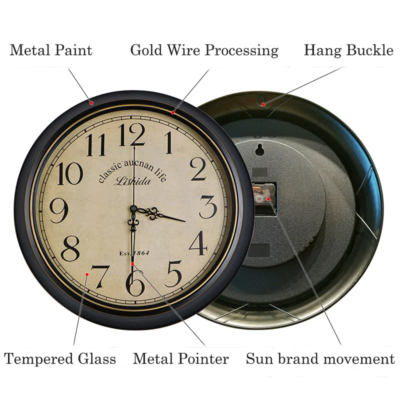 Европейские римские арабские цифры настенные часы 12 дюймов украшение для дома