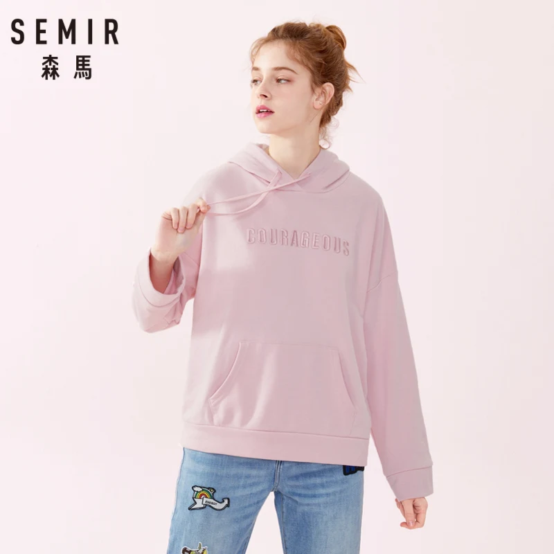 Женская толстовка с капюшоном SEMIR Весенняя Толстовка Оверсайз вышитым