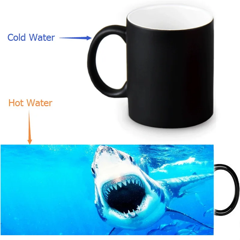 Акулья пасть термочувствительные кофейные кружки холодного горячего цвета