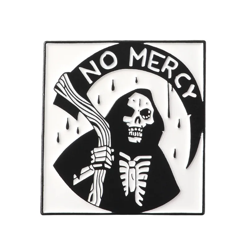 NO MERCY Qihe ювелирные изделия Череп Коллекция булавок скелет, дьявол гроб сердце огонь эмаль булавки значки панка броши для мужчин и женщин унисекс - Окраска металла: NO MERCY