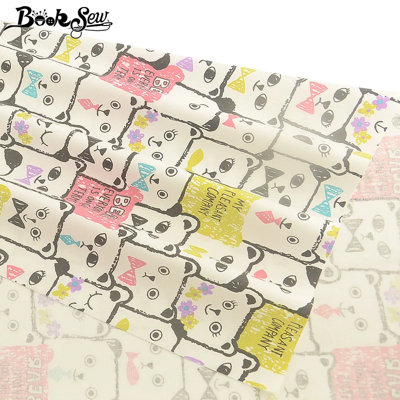 Booksew 100% хлопок саржевая детская ткань для кукол Tecido лоскутное шитье DIY с принтом