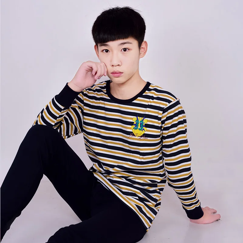style 03 Хлопок, подштанники для мальчиков и девочек средней школы, комплекты термобелья с круглым вырезом для подростков, для больших мальчиков возрастом от 14 до 20 лет - Цвет: style 03