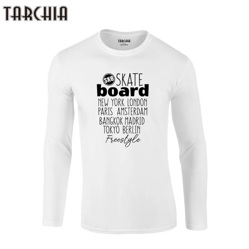 Футболка TARCHIA мужская с длинным рукавом тенниска принтом Качественная майка для