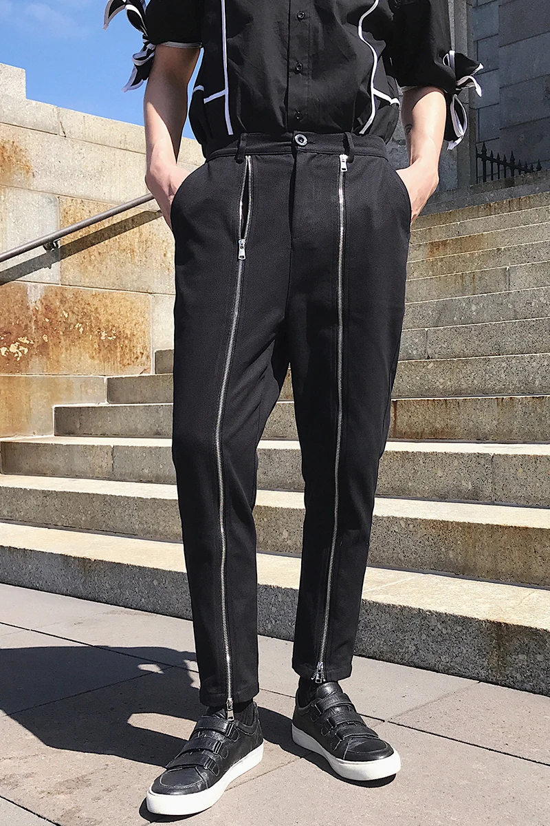 Мужские повседневные брюки весна 2020 новые двунаправленные на молнии в Корейском