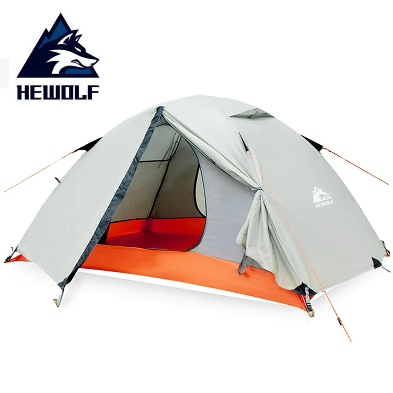 

Туристическая двухслойная палатка HEWOLF, на 1 - 2 человек, Всесезонная, алюминиевая, водонепроницаемая, для рыбалки, туризма, походов, зимы