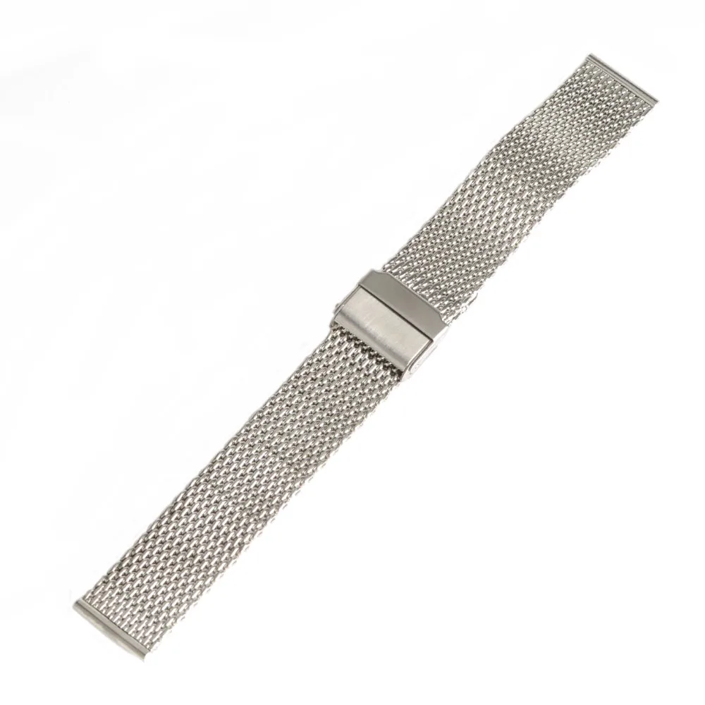 20mm Unisex Double Meshes Stainless Steel Watch Bands Strap Bracelet Safety Buckle Silver Hot Brithday Gift | Наручные часы