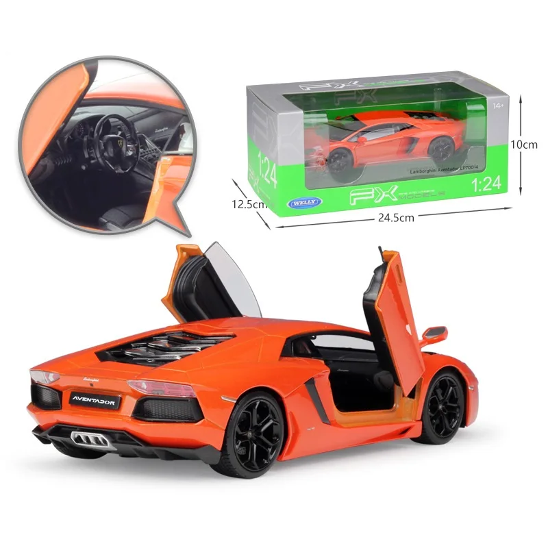 

1:24 Welly Lamborghini Aventador LP700-4 skyblue/orange/white/black/pink/yellow Diecast Model Car