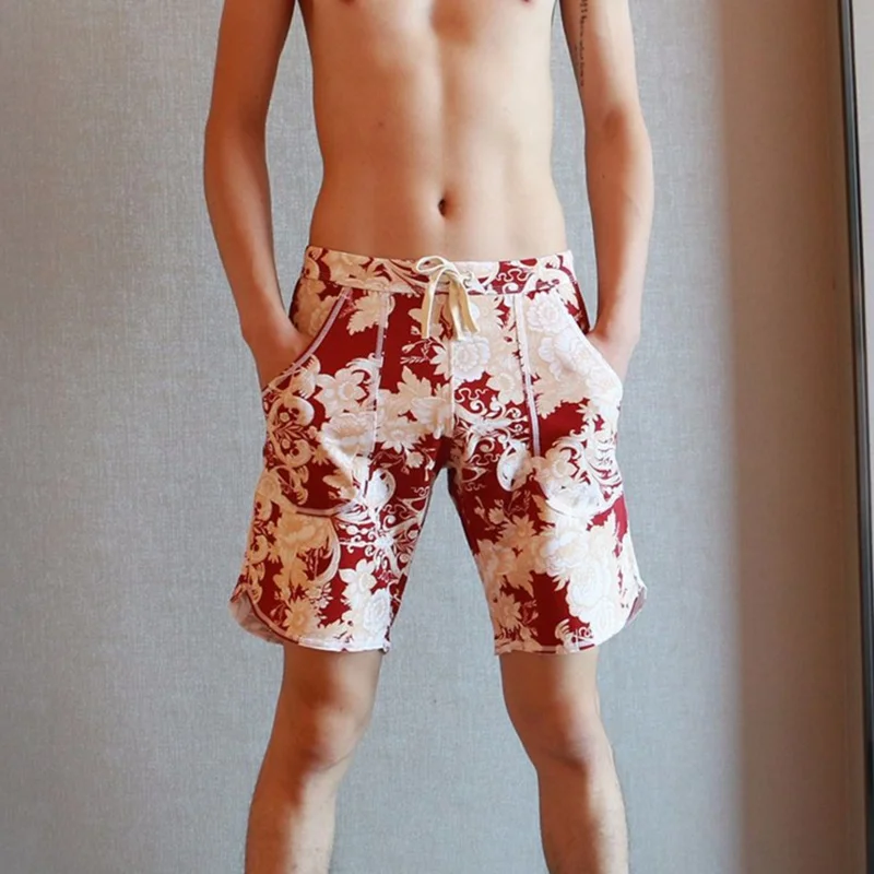 Новинка 2018 мужские летние эластичные шорты с принтом хлопковые повседневные