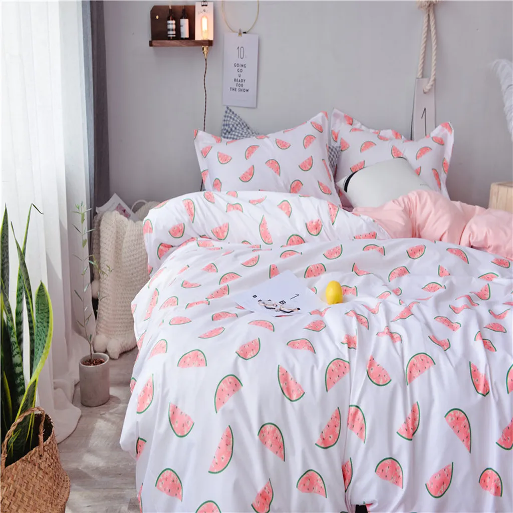 Милый свежий стиль Комплект постельного белья из 4 предметов с принтом арбуза
