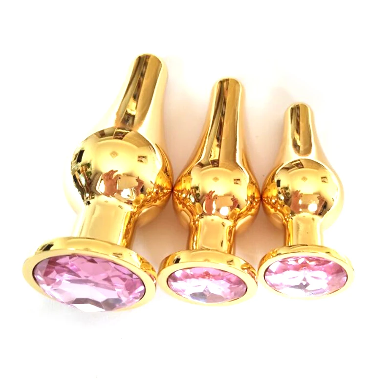 Stainless Steel Big Anal Plug Butt Beads Crystal Base Gold Anus Prostate Stimulator Backyard Sex Toys Dildo for Men Women Gay |