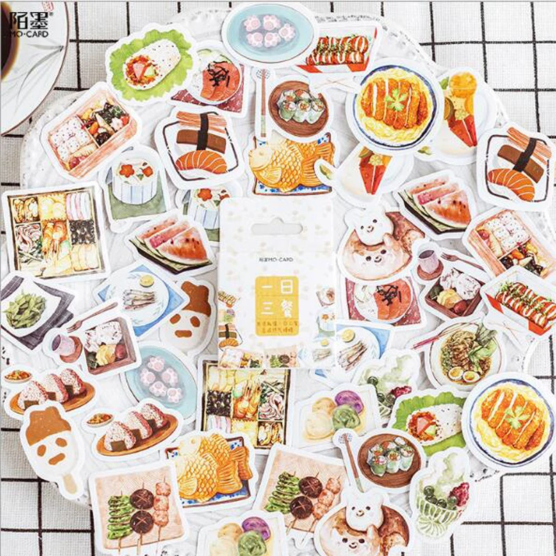 

Delicious Food Sushi Decoration Adhesive Stickers Diy Cartoon Stickers Diary Scrapbook Kawaii Stationery Stickers 46Pcs/box