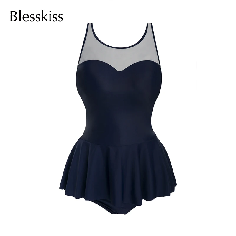 Blesskiss, новинка, супер пуш-ап, два предмета, танкини, купальник для женщин, плюс размер, купальник с юбкой, сетка, Ретро стиль, купальник