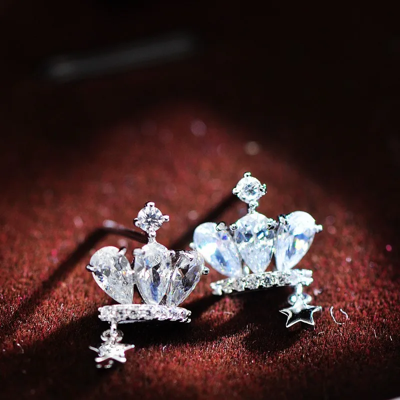 Женские брендовые серьги-гвоздики с кристаллами и звездами Anise изысканные из