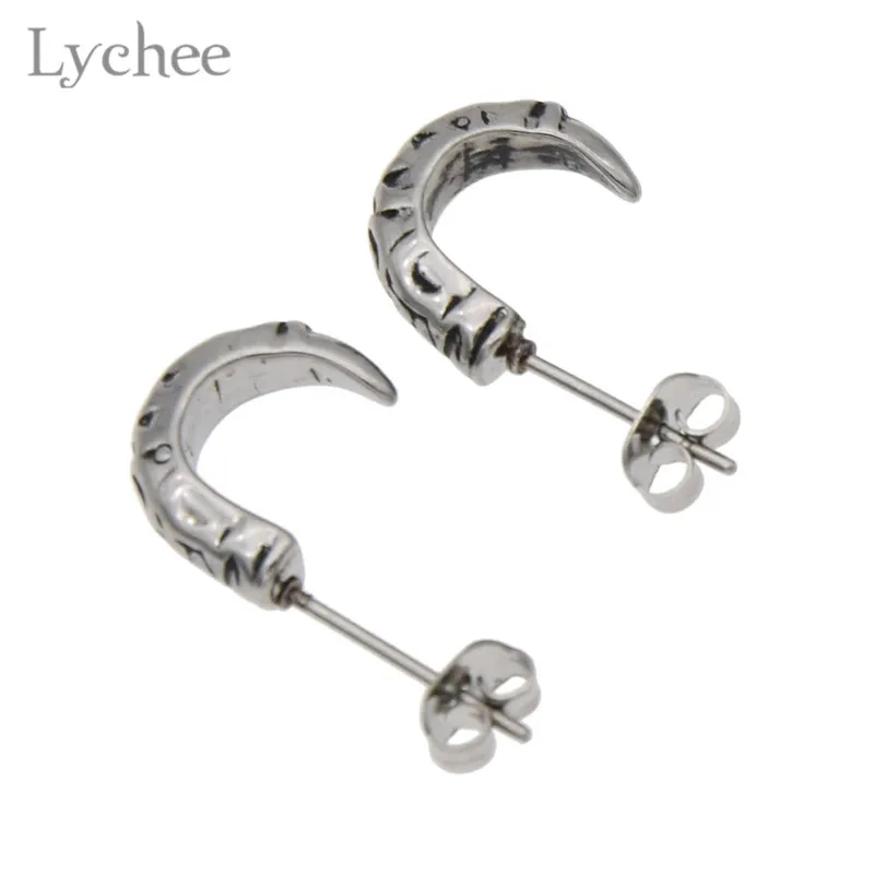 Lychee панковские резные серьги гвоздики из нержавеющей стали унисекс классные