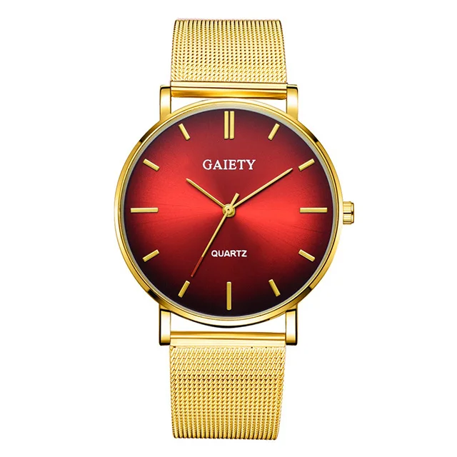gold red gold Мужские градиентные часы Aurora Модные мужские s часы лучший бренд класса люкс ультра тонкие кварцевые мужские наручные часы повседневные сетчатые стальные мужские часы - Цвет: gold red gold