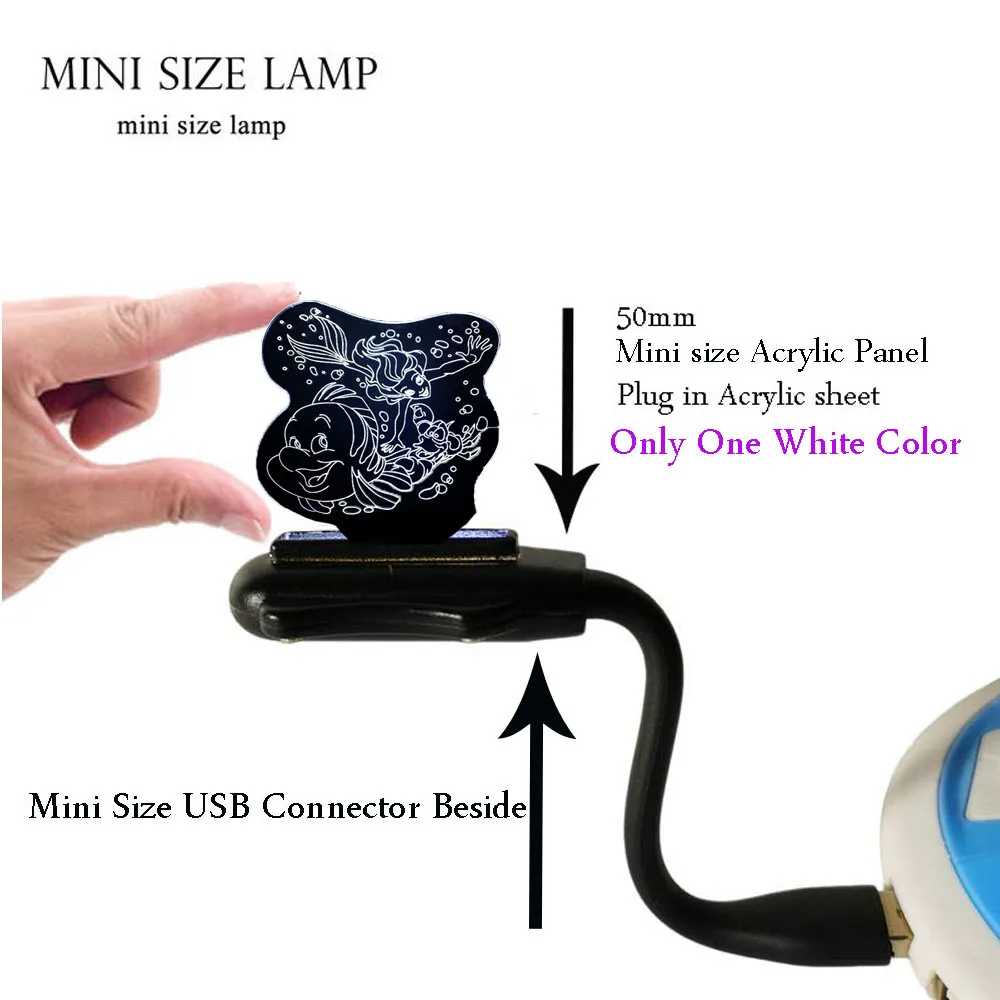 Новый 3D иллюзия мультфильм лампа Русалочка 7 цветов Изменение USB пульт