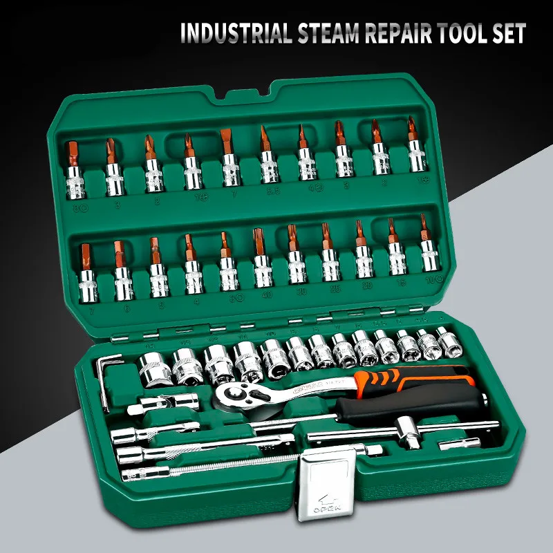 

Car Repair Tools Hot Professional 46-53pcs Spanner Socket Set 1/4" Screwdriver Ratchet Wrench Set Kit Combination Hand Tool Set