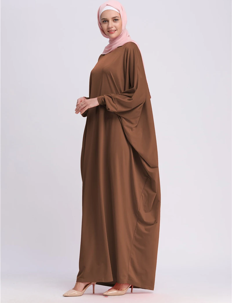 Women Muslim Dress Patchwork Long Batwing Sleeve Asymmetrical Plus Size Jilbab femme musulmane Dubai Turkish Islamic Clothing |