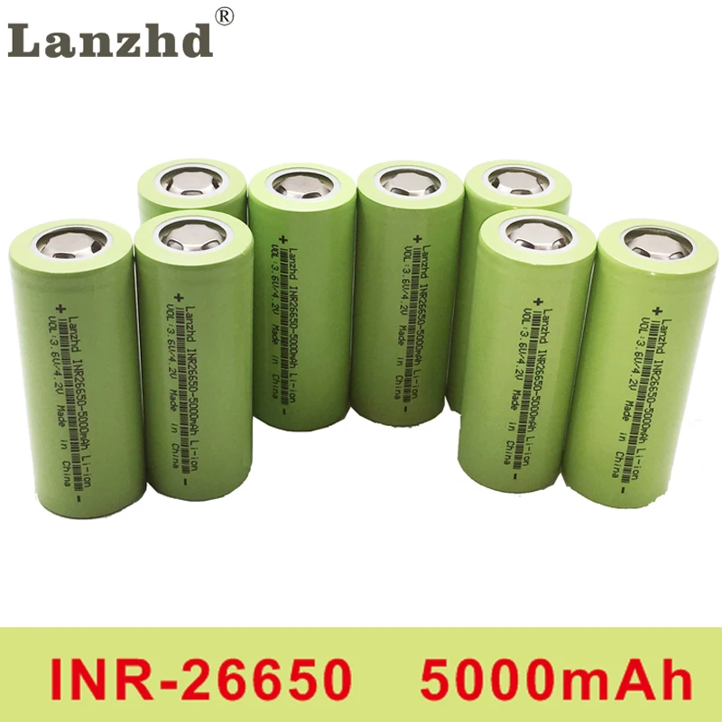 

1-8PCS 26650 rechargeable battery 50A lithium battery 3.7V 5000mA 26650-50A INR26650 battery 26650 Suitable for flashlight