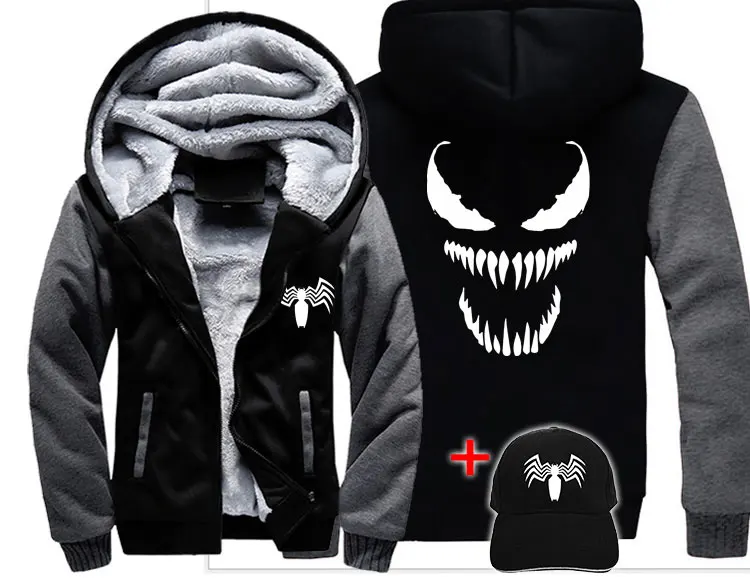 style 4 Мода venom Прохладный Зубы Человек-паук моды Для мужчин wo Для мужчин теплое толстое пальто зимняя куртка уличная бархат толстовка топ с капюшоном - Цвет: style 4
