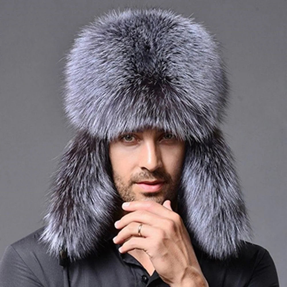 2019 Winter Men's Faux Fur Leather Hat Ushanka Thick Bomber Trapper Earflap Outdoor Hunting Ear Protection Russian Caps | Аксессуары