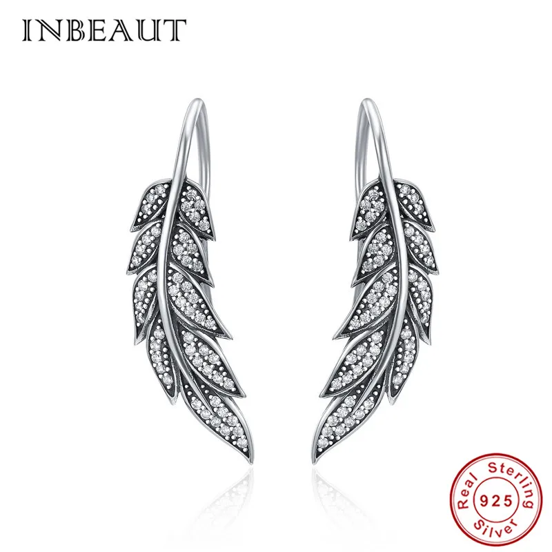 INBEAUT, женские трендовые серьги-гвоздики, 925 пробы, серебряные, цветные, крылья мечты, единорог, милый кот, медведь, серьги с лапами, подарок на день рождения - Окраска металла: p215