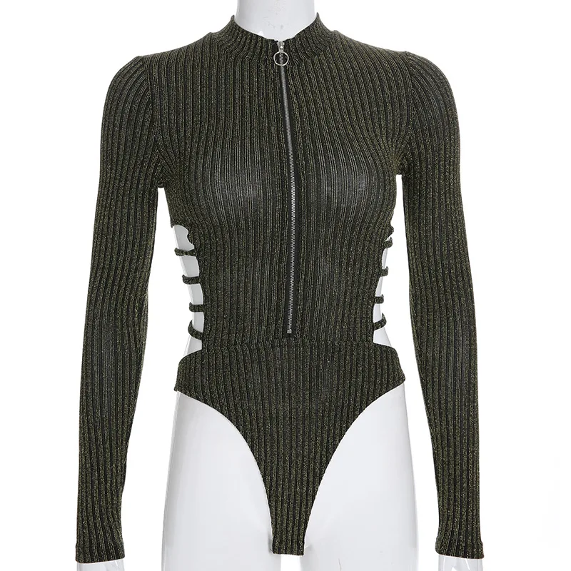 

Long Sleeve Backless Bandage Sexy Solid Bodycon Bodysuit Women Fashion Club Christmas Body 2019 Spring Autumn