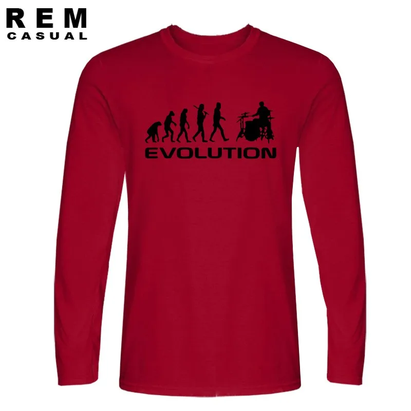 Мужская футболка, бодибилдинг, майка для фитнеса, для мужчин, Drummer Evolution, забавная музыка, юмористический барабанчик, футболка с длинными рукавами, футболки