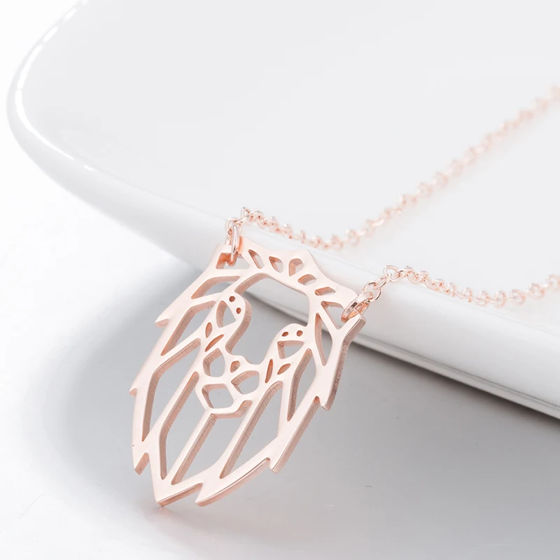 Hfarich Hollow Animal Stainless Steel Lion Head Gold Rose Color Chain Necklaces Pendant For Trendy Female Jewelry Wedding Gifts | Украшения