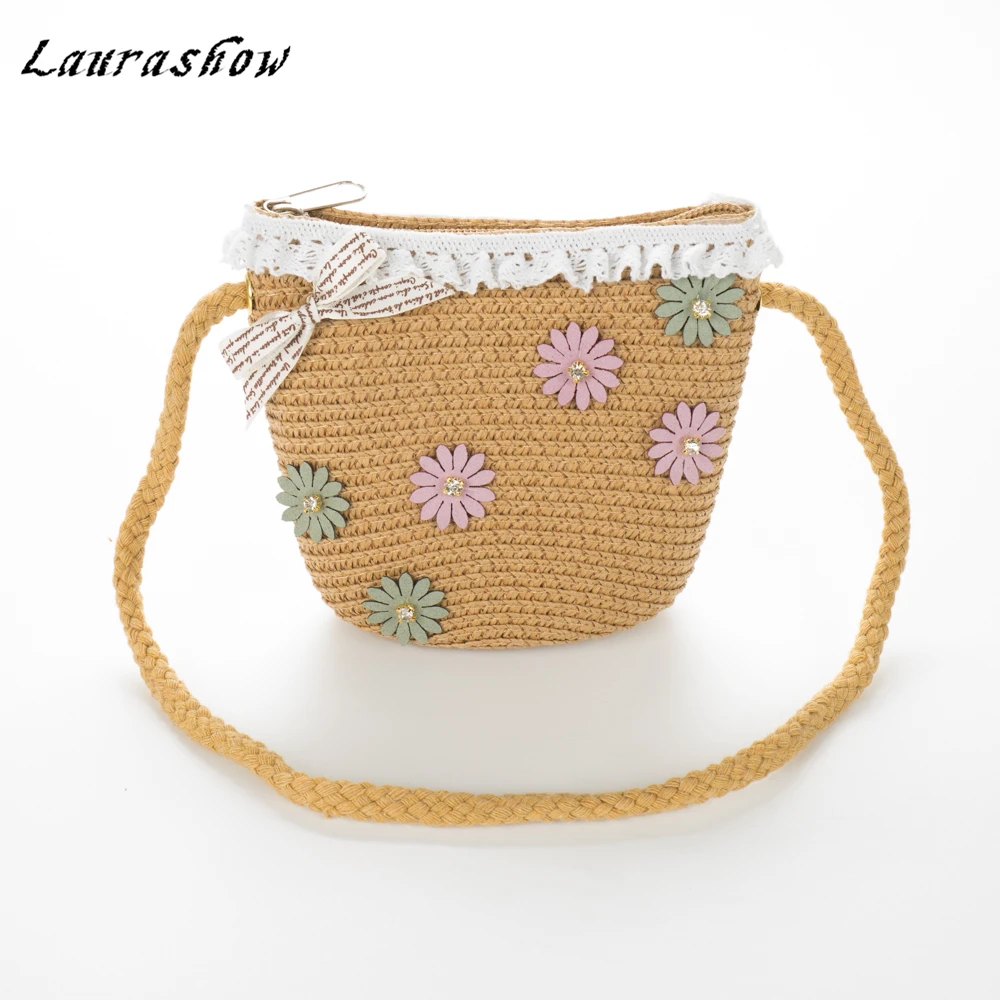 Детская летняя соломенная шляпа с цветами от Laurashow для детской пляжной шляпы