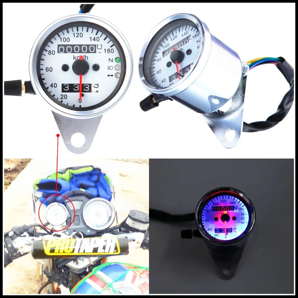 Бесплатная доставка Универсальный светодиодный мотоцикл двойной одометр
