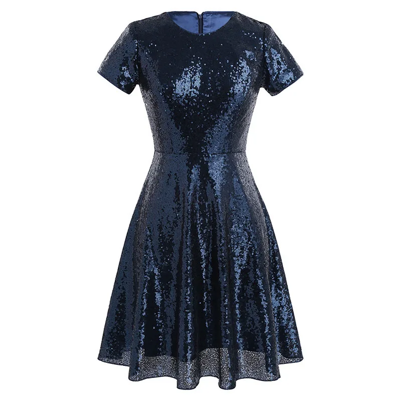 Navy Blue IEFiEL, женские платья, Блестящие Блестки, внутренняя подкладка, офисное, Клубное, коктейльное, вечерние, формальные костюмы, женские элегантные платья - Цвет: Navy Blue