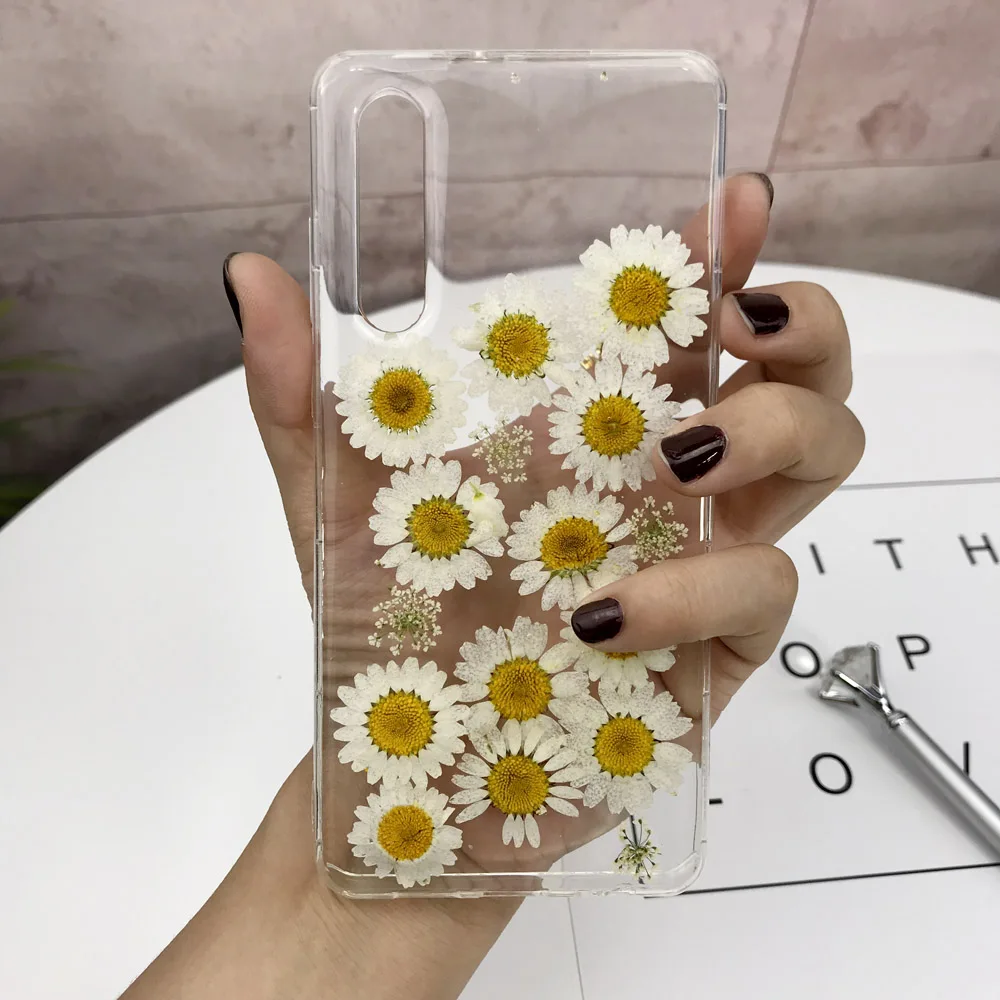 Настоящие сухие цветы, чехол для телефона s, для huawei P30 P20 Pro P20 Lite P30 Pro, чехол, высушенный цветок, Маргаритка, задняя крышка