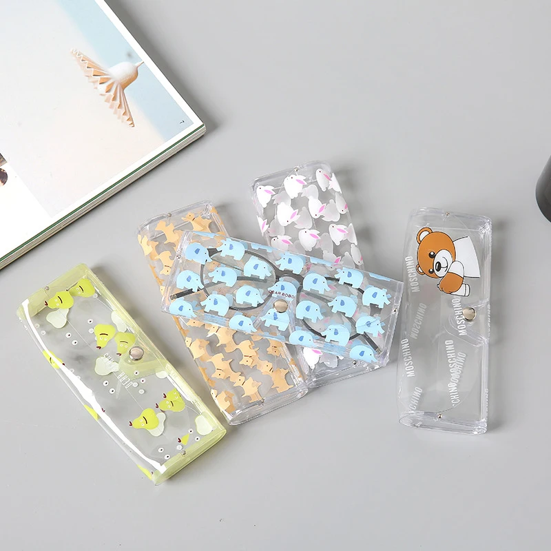 Синий слон 1 шт. прозрачный портативный мультфильм очки чехол защитный милые