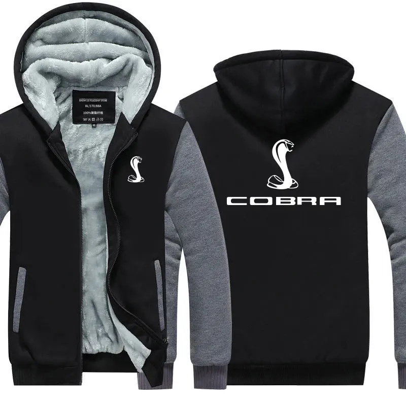 Осенне-зимняя утепленная мужская одежда COBRA свитшоты с капюшоном на молнии