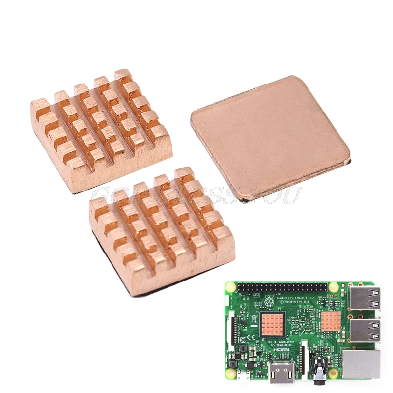 3 шт. радиаторы медь радиатор охлаждения кулер комплект для Raspberry Pi 3 Model B