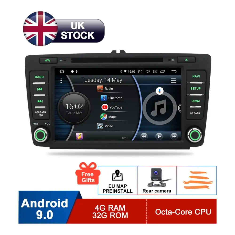 " ips Android 9,0 автомобильный DVD для Skoda Octavia 2 Octavia A5 Yeti радио gps навигация WiFi Аудио Видео Мультимедиа резервная камера