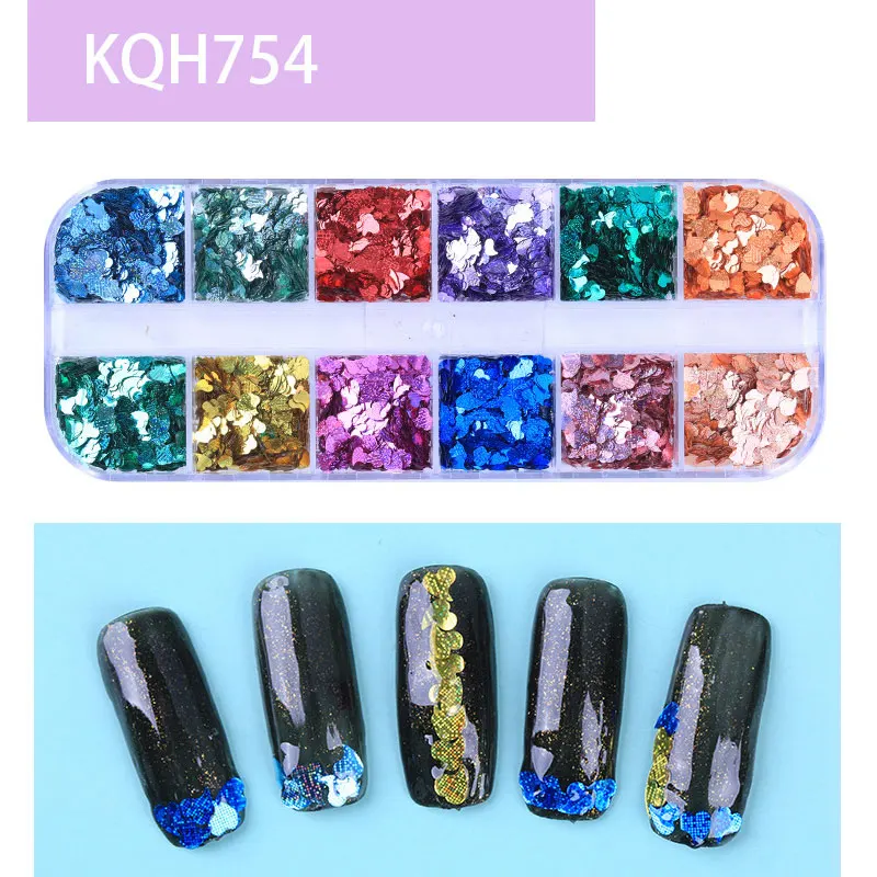 KQH754 1 коробка, мульти размер, сделай сам, блестка для ногтей, Плоские наклейки, 3D дизайн ногтей, украшения, очаровательные наклейки, Стразы для ногтей, аксессуары для маникюра - Цвет: KQH754